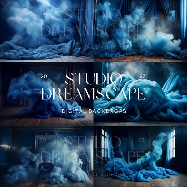 10 Electric Blue Silky Smoke Digital Backdrops | Bundle | Wedding | Maternity | Fine Art | Photoshop Overlays | Dreamy Overlay