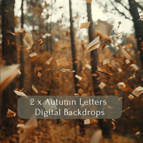 2 Digital Backdrops, Autumn Letters, Photography, Digital Background, Backdrop Overlays, Photoshop Overlays, Romantic Photography, Surreal