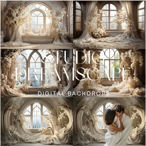 12 Romantic Windows | White Digital Backdrops | Wedding Backdrop | Maternity Background Overlays | Engagement Photo | Photoshop Overlays