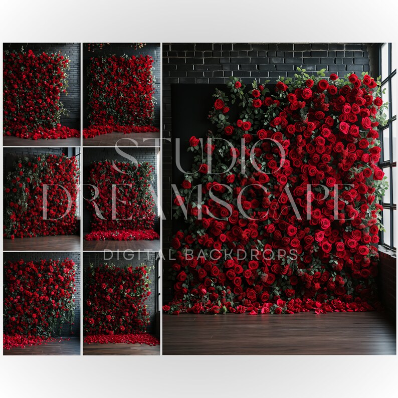 Red Roses, 7 X Digital Backdrop, Valentine's Background, Wedding ...