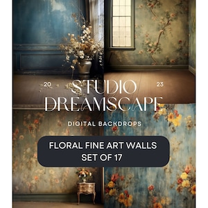 17 Fine Arts Textured Digital Backdrops | Dreamy Moody Bundle | Wedding | Maternity Background | Floral Wall | Photoshop Overlays