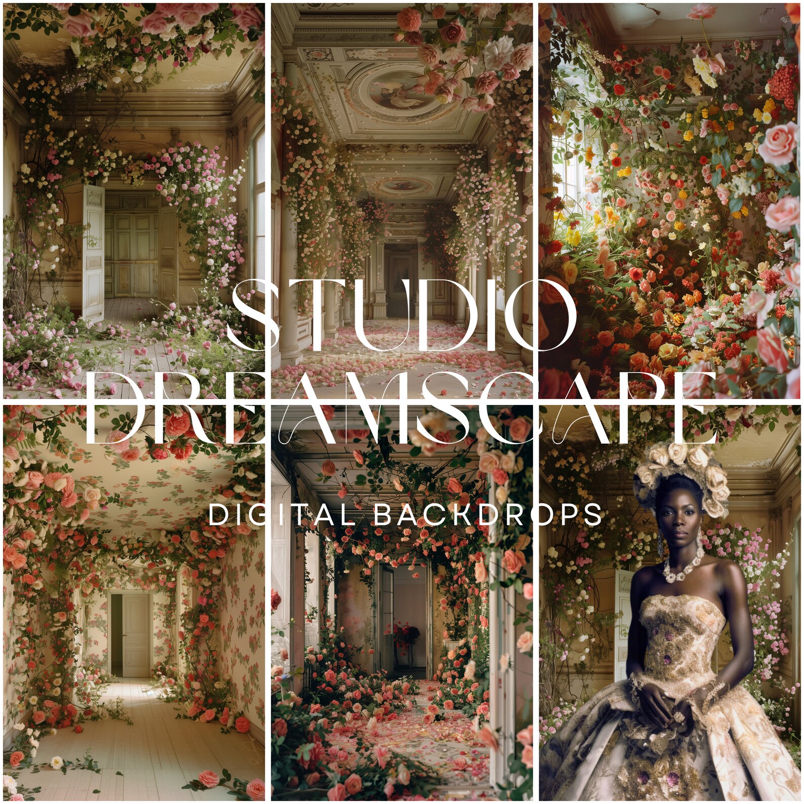 10 X Digital Backdrop, Floral Digital Backdrops, Moody Floral Set ...