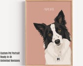 Custom Pet Portrait Digital Dog Cat Art Drawing Poster (Digital Download)