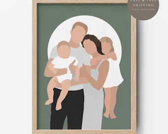 Custom Minimalist Faceless Portrait, Family Illustration (Digital File or Print)