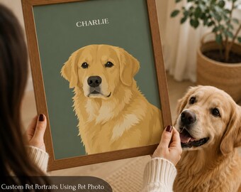 Custom Pet Portrait, Minimalist Dog Wall Art, Personalized Pet Photo (Digital Download)