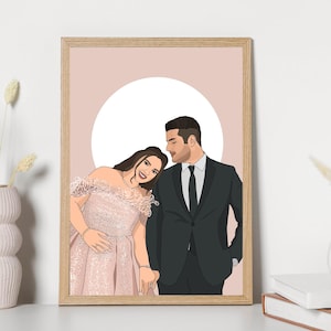 Ideas de regalos personalizados con dibujos digitales, retratos de pareja únicos y digitales, retratos personalizados para imprimir, regalo para ella