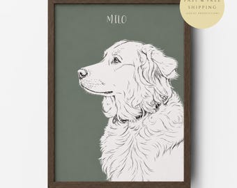 Custom Dog Line Art Portrait, Minimalist Pet Illustration (Digital or Framed)