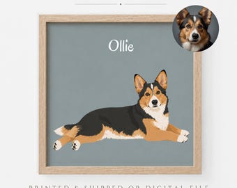 Custom Pet Portrait Memorial Art, Dog Cat Loss Gift, Personalized Illustration (Digital or Framed)