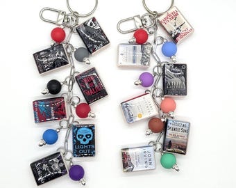 Custom Multi-Book Keychain | Handmade Mini Book Charms with Beads | Personalized Bookish Gift for Readers & Fantasy Lovers - See Description