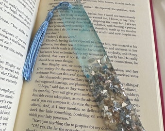 Sea glass bookmark, resin bookmark, bookmark, nature