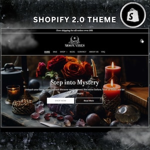 Zwart Shopify, Donker Shopify-thema, Magisch thema, Gotisch sjabloon, Tarot Shopify-thema, Celestial Shopify, Astrologiethema, Websiteontwerp