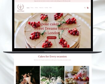 Taart Shopify-thema, bakkerijwinkel Shopify-sjabloon, handgemaakt Shopify-thema, eten shopify, POD shopify, bakkerijbedrijf shopify