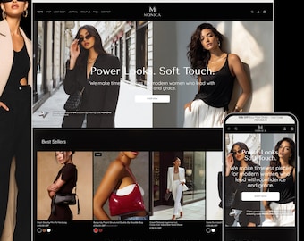 Black Luxury Shopify Theme for Women’s Fashion Brands, Elegant Minimal Boutique Website Template, Responsive, Shopify Website Design premade