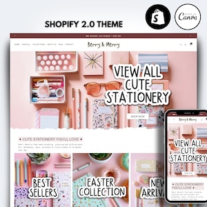 Premium briefpapier Shopify-thema, elegante boetieksjabloon, briefpapier Shopify, vrouwelijk Shopify-thema