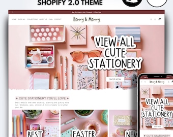 Premium Stationery Shopify Theme, Elegant Boutique Template, Stationery Shopify, Feminine Shopify Theme