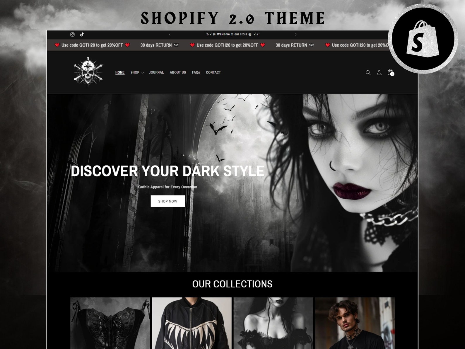 Gothic Shopify Theme, Dark Shopify Template, Goth Shopify, Halloween ...