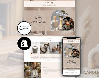 Boho Shopify Theme for Candle, Pastel Luxury Candle Website Design, Decorative Artisan Candle E-commerce Shopify Template, Candle shopify