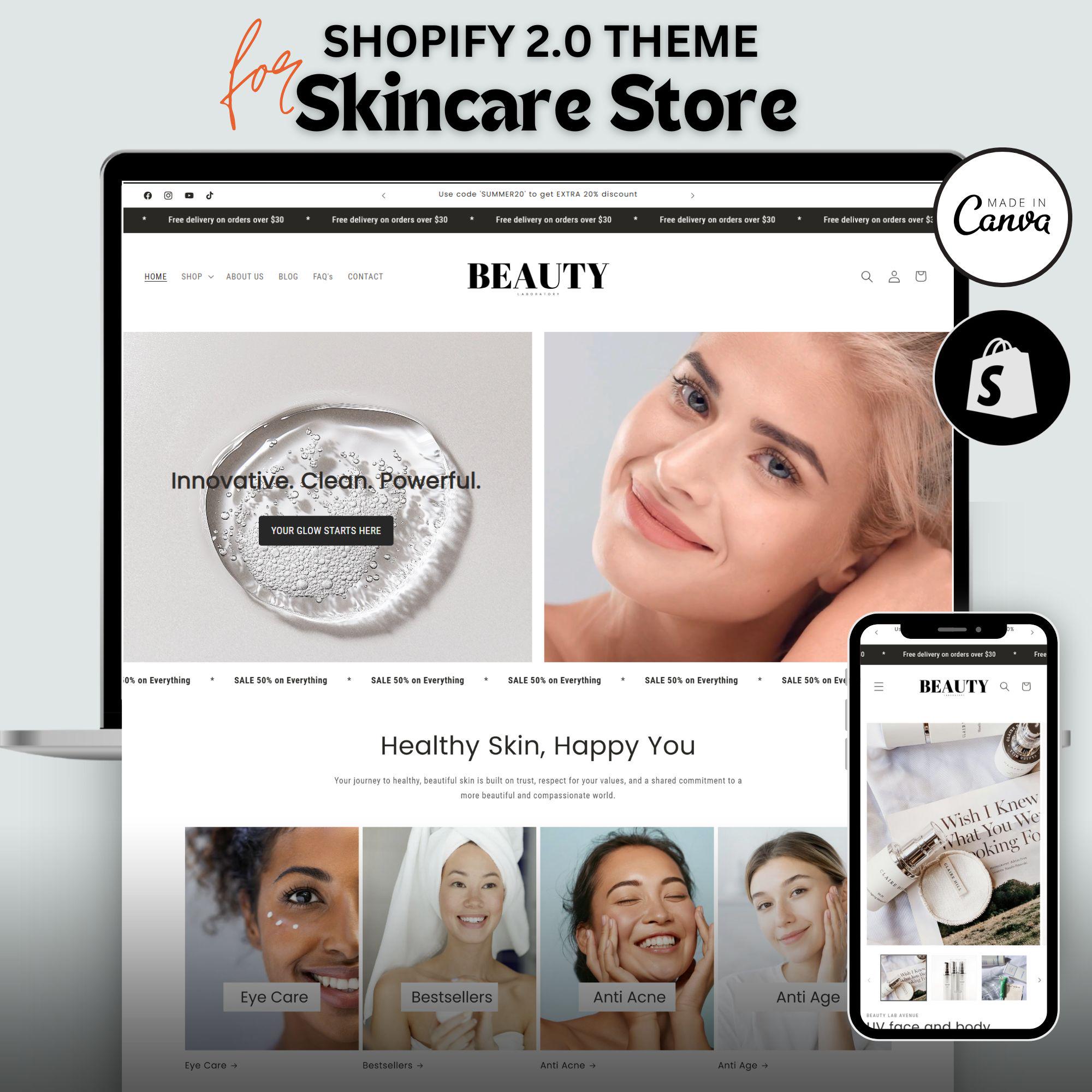 Premium White Shopify Template, Minimalist Skincare Shopify Theme, Beauty Industry E-commerce Shopify Theme, Modern White Shopify Template