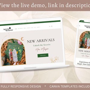 Thème Shopify sorcière, thème Shopify céleste, bannière Magic Canva, modèle de tarot astrologique, POD, thème Shopify magique, thème Shopify en cristal image 3
