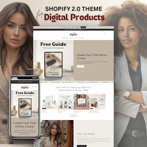 Digital Products Shopify Template, Pastel Aesthetic Shopify Website Theme, Shopify Theme for selling Digital Products