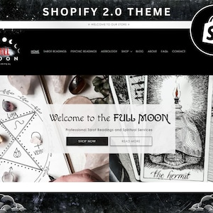 Dark Shopify Theme, Black Shopify, Dark Website Template, Spiritual services, Witch Theme Website, Astrology Template, Psychic Reading