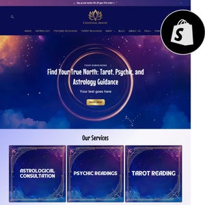 Gradient Shopify Theme, Magic Themed, Tarot Shopify Theme, Celestial Shopify, Astrology Template, Website Design, Spiritual Services Shopify
