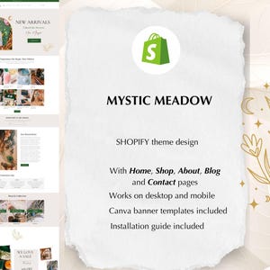 Thème Shopify sorcière, thème Shopify céleste, bannière Magic Canva, modèle de tarot astrologique, POD, thème Shopify magique, thème Shopify en cristal image 2