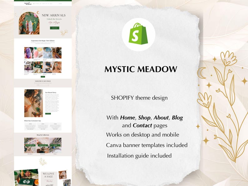 Thème Shopify sorcière, thème Shopify céleste, bannière Magic Canva, modèle de tarot astrologique, POD, thème Shopify magique, thème Shopify en cristal image 2