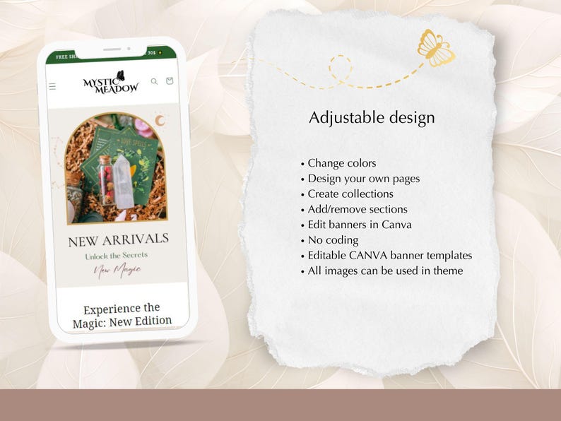 Thème Shopify sorcière, thème Shopify céleste, bannière Magic Canva, modèle de tarot astrologique, POD, thème Shopify magique, thème Shopify en cristal image 5