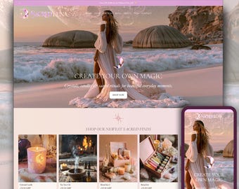 Magical Pink Shopify Template, Celestial Shopify Theme, Numerology Shopify, Tarot Shopify Theme, Astrology Theme, Lavender Pastel Shopify