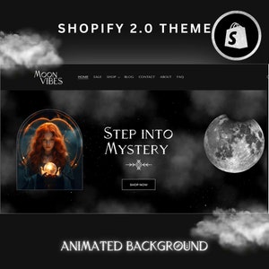 Dark Shopify Theme, Dark Shopify Website Design, Magic Theme, Gothic Template, Tarot Shopify Theme, Celestial Shopify, Astrology Theme