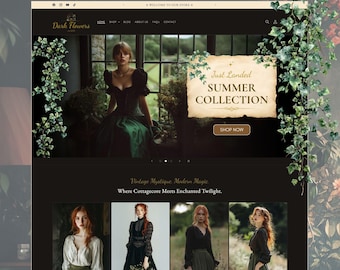 Donker Cottagecore Shopify-thema, zwart Shopify-thema, donkere shopify-sjabloon, Goth Shopify-sjabloon, Goth & Witchy Aesthetic Store Design
