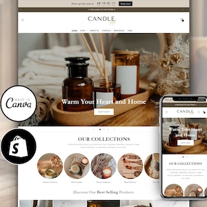 Candle Shopify Website, Premium Shopify Template, Beige Elegant Easy To Install Template, Pastel Shopify Website Template, Aesthetic Shopify