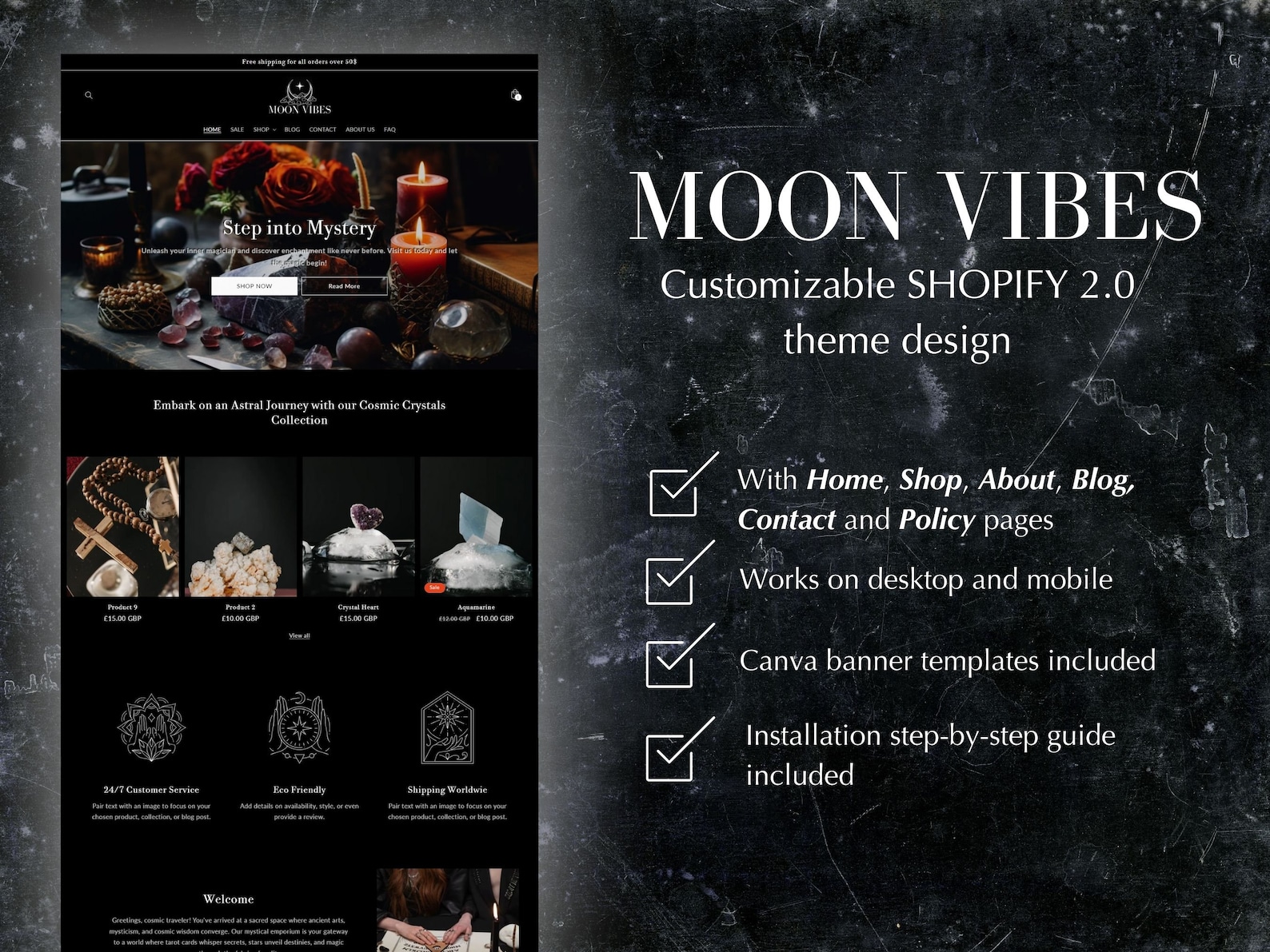 Black Shopify, Dark Shopify Theme, Magic Theme, Gothic Template, Tarot ...