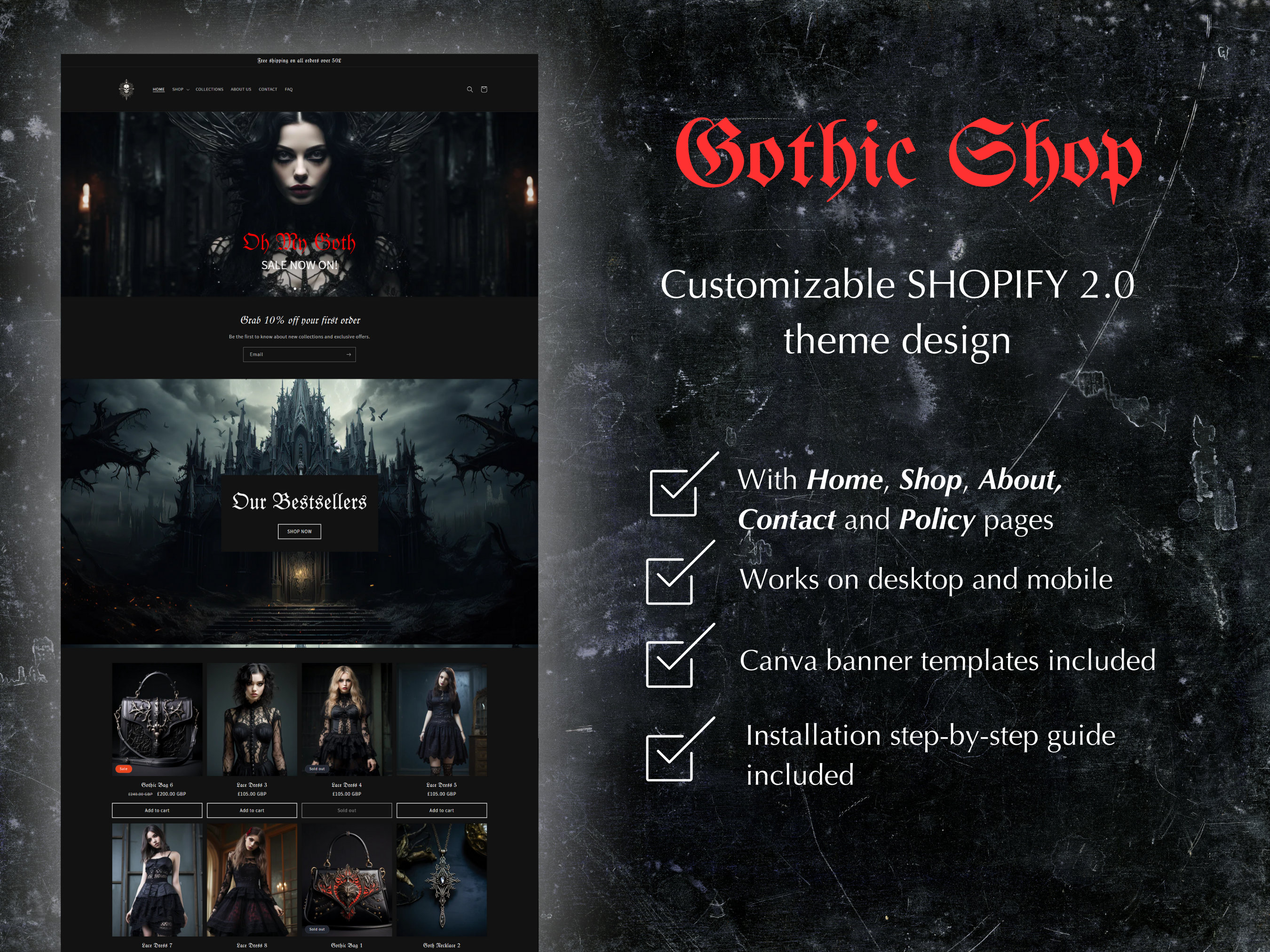 Gothic Shopify Theme, Goth Shopify, Dark Shopify Theme, Halloween ...