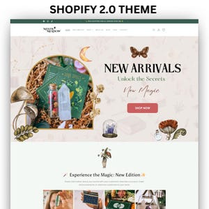 Shopify Theme, Magic Canva Banner, Astrology Tarot Template, Magic Shopify Theme, Crystal Shopify Theme, Witchy Shopify