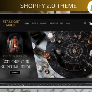 Dark Shopify Theme, Mystical Shopify Website Design, Magic Shop Theme Template, Tarot Shopify Theme, Celestial Shopify, Astrology Theme