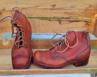 Vintage Australian Men's US size 7.5 1940's Leather Lace-up Ammo Boots - Women's US size 9 - WW2 NOS - Fall & Winter Ready Cold Weather