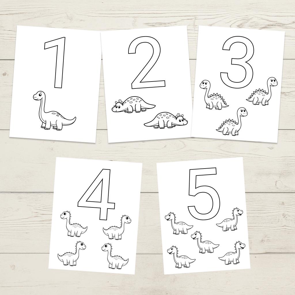 Dinosaur Numbers 1-10 Coloring Pages | Preschool Printable PDF A4 ...