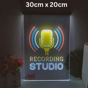 Studio Recording sign, Recording In progress Led Light Sign 3D Neon Radio / Music / Podcast Studio Room Gift Party Supply Shop Wall Décor