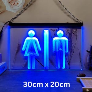 Toilette Bagni Toilette WC Uomo Donna Display luminoso LED Luce Neon Insegna per Ristorante Caffetteria Negozio Bar Pub Centro commerciale Dimensioni 12x8 Illumina