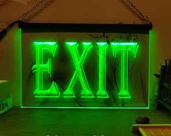 Exit-bord, Exit Led-lichtbord 3D-neon Kruidenier Mall kleine bedrijven Winkel Bar Pub Club Cadeau Feestartikelen Winkel Wanddecoratie|30 x 20| Gratis verzending|