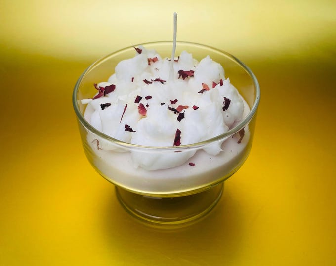 Dessert Candle,  Rose Whipped Soy Candle, Gift for Her