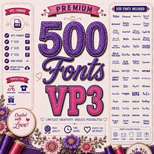 500+Pfaff machine fonts, VP3 fonts bundle, machine embroidery fonts, Pfaff fonts set, VP3 embroidery files, VP3 alphabet embroidery monogram
