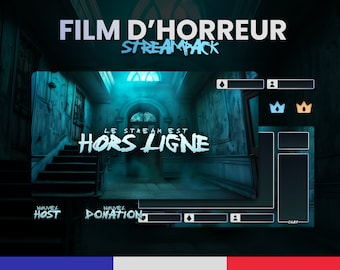 Pakiet strumieniowania filmów grozy – animowane nakładki Twitch, alerty (do pobrania cyfrowego)