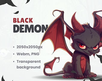 VTUBER PET Black Demon - Stream pet dragon - Dark animated dragon - Black and Red - PNGTuber pet - Stream assets - Stream décoration - OBS