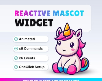 REACTIVE STREAM PET - Unicorn - Twitch Widget - Hd Files - Instant download - Setup with StreamElements // Compatible with Obs