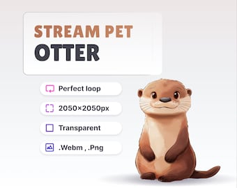 STREAM PET - Söt utter - Animerad - Perfekt loop - HD-filer (2050x2050px) - Transparent bakgrund
