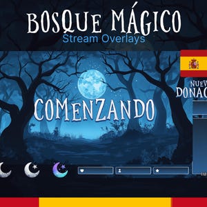 STREAMPACK - Magic Forest - 1920x1080 - 青と黒 - オーバーレイ、スクリーン、バッジなど! Twitch、Youtube、Kick 向け...