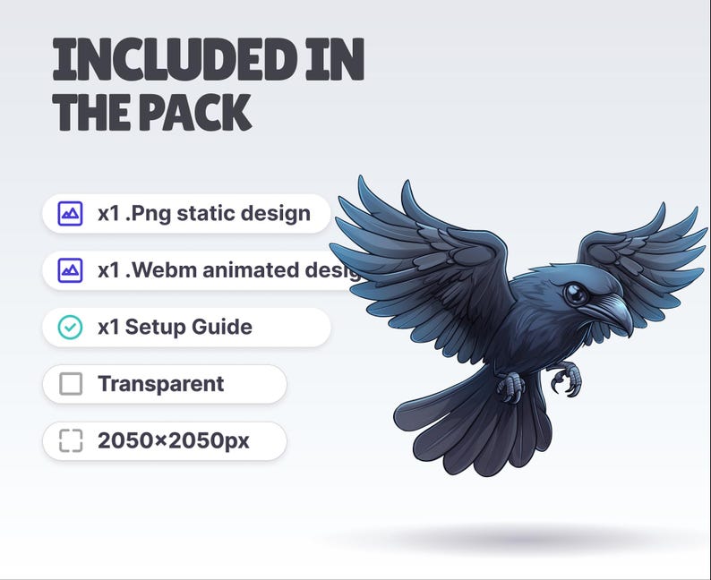 Raven Small Animation STREAM PET - Raven - Animated - Perfect Loop - Hd Files (2050x2050px ...
